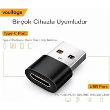 USB To Type-C Dönüştürücü/çevirici, 3A Hızlı Şarj ve Veri Aktarımı, Otg, Mini Boy Siyah, Iphone ve Dizüstü Bilgisayar Uyumlu Carplay, Android Auto Uyu