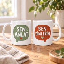 Ulu Pazarlama Sen Anlat Ben Dinlerim 2'li Porselen Kupa Seti - Model 310