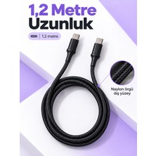 Zenviaa Telefon ve Tablet Için Type C To Type C Örgülü Şarj Kablosu ZNV20245