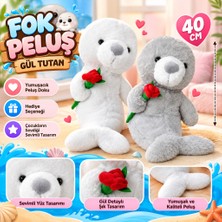 NW NessiWorld PL50252 40 cm Fok Gül Tutan Peluş Fok Oyuncak