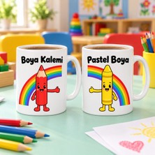 Ulu Pazarlama Boya Kalemi ve Pastel Boya 2'li Porselen Kupa Seti - Model 381