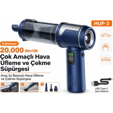 Atlt Atlantis Hup-3 20.000DEV/DK Kablosuz Çok Amaçlı Üfleme ve Çekme Süpürgesi 7 Başlık 3 Filitre Özel Çantalı Araç Içi Bilgisayar Temizlik Koltuk Kanepe Temizlik Taşınabilir