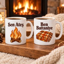 Ulu Pazarlama Sen Ateş Ben Battaniye 2'li Porselen Kupa Seti - Model 386