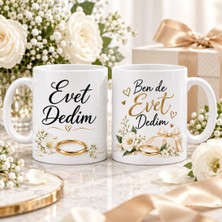 Ulu Pazarlama Evet Dedim / Ben De Evet Dedim 2'li Porselen Kupa Seti - Model 445