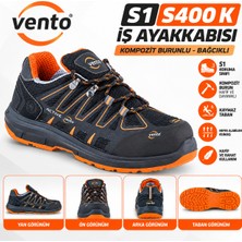Vento S1 S400 K Kompozit Burunlu Bağçıklı Turuncu Iş Ayakkabısı No 42