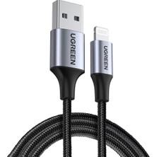Mythriva Ugreen Lightning iPhone Örgülü Data ve Şarj Kablosu Siyah 1.5 Metre