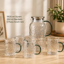 Unbranded 5 Parça Dokulu Cam Sürahi ve Bardak Seti (1800 ml + 4 x 350 Ml)