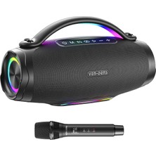 Ven-Dens VD-SPK027M LED Işıklı Taşınabilir Bluetooth Hoparlör, Telefon ve Tablet Uyumlu Kablosuz Müzik, Siyah