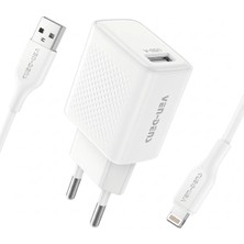 Ven-Dens VD-TC019BA02 10,5 W Usb-A Şarj Adaptörü ve 1 Metre Şarj ve Veri Kablosu Seti, Kompakt Tasarım, Beyaz