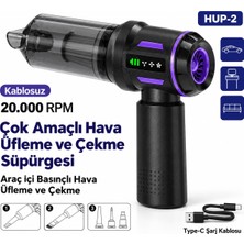 Atlt Atlantis Hup-2 20.0000 Rpm Kablosuz Taşınabilir Çok Amaçlı Hava Üfleme Çekme Süpürgesi Araç Içi Ev Ofis Kullanım Mini Süpürge Şarjlı 9 Başlık 3 Filitre