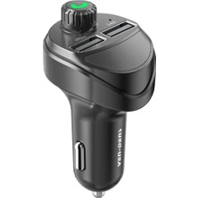 Ven-Dens VD-FM004 Bluetooth 5.0 Araç Fm Transmitter, Çift USB Hızlı Şarj, Tf Kart Desteği ve Eller Serbest Görüşme, Siyah