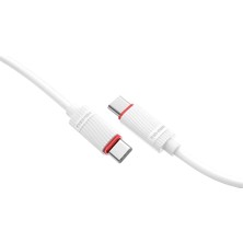 Ven-Dens VD-DC18CC 60 W Pd Type-C To Type-C Hızlı Şarj ve Veri Kablosu, 1 Metre, Güçlendirilmiş Bağlantı, Beyaz