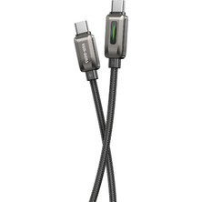 Ven-Dens DC14CC 100 W Pd Type-C To Type-C Hızlı Şarj ve Veri Kablosu, 1 Metre, Örgü Kaplama ve Çinko Alaşım Başlık, Siyah
