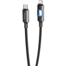 Ven-Dens VD-DC12CL 27 W Pd Type-C To Lightning Hızlı Şarj ve Veri Kablosu, 1 Metre, Naylon Örgü ve Alüminyum Başlık, Siyah