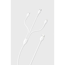 Ven-Dens DCD08 3’ü 1 Arada Şarj ve Veri Kablosu, Micro Usb, Type-C ve Lightning, 2,5 A, 1,2 Metre, Beyaz