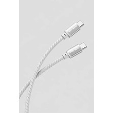 Ven-Dens VD-DCQ05 60 W Pd Type-C To Type-C Hızlı Şarj ve Veri Kablosu, 1 Metre, Esnek Silikon Kaplama, Gri
