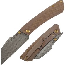 Kansept Contra | Elmas Desenli Bronz Eloksallı Titanyum Sap | Damascus Çelik Çakı | K1139A4