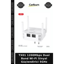 Carlburn TX01 1200MBPS Dual Band Wi-Fi Sinyal Güçlendirici 5ghz Internet Hızı Küçük Boyut Çift Bant