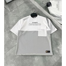 Marchè Bien Erkek Tişört Torba Cepli Parçalı Kısa Kol T-Shirt - Gri