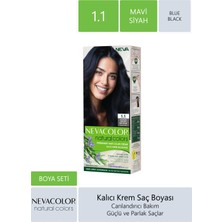 Nevacolor Natural Colors 1.1 Mavi Siyah - Kalıcı Krem Saç Boyası Seti
