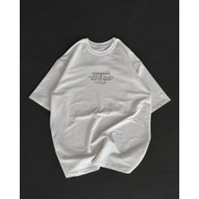 Marchè Bien Kadın Baskılı T-Shirt Kısa Kol Bisiklet Yaka Oversize Rahat Kalıp Günlük Tişört   - Beyaz