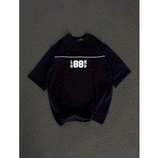 Marchè Bien Kadın Baskılı T-Shirt Kısa Kol Bisiklet Yaka Oversize Rahat Kalıp Günlük Tişört   - Siyah