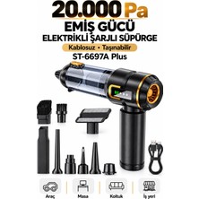 Atlt Atlantis ST-6697A-PLUS Kablosuz Araç Içi Süpürge 20.000PA Emiş Gücü Elektirkli Şarjlı Süpürge Ev Ofis Taşınabilir Çok Amaçlı Hava Üfleme Hava Çekme 9 Başlık 3 Fiitre Özel Çantalı