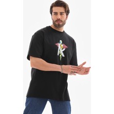 Marchè Bien Erkek Baskılı T-Shirt Kısa Kol Bisiklet Yaka Regular Fit Rahat Kalıp Tişört -  Siyah