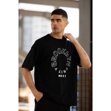 Marchè Bien Erkek Baskılı T-Shirt Kısa Kol Bisiklet Yaka Regular Fit Rahat Kalıp Günlük Tişört - Siyah