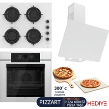Ferre Pızzart-Steamart-Fryart-Sılentart Serisi Beyaz Set (CS206-FA + QEP65CB +D078-SA ) - Emaye Izgara / Kademeli Musluk