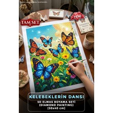 Kelebeklerin Dansı - 5d Elmas Boyama Seti Hobi Kiti - Diamond Painting - Mozaik Goblen Boncuk Taşlı Puzzle Pano Tablo 50X40 cm