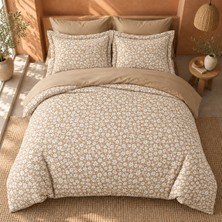 Kotonia Home Kum Çiçeği Bej Beyaz Küçük Çiçek Desenli Nevresim Takımı