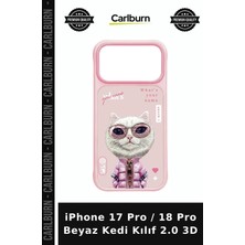 Carlburn iPhone 17 Pro / 18 Pro Beyaz Kedi Kılıf 2.0 3D Popüler Modaya Uygun Günlük