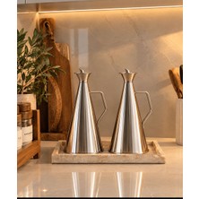 Yş Collection Yş Home - Paslanmaz Çelik Yağdanlık 2’li Set Yağ ve Sirke Şişesi (1000 Ml) (Stand Dahil Değildir)
