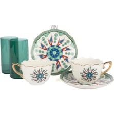 Es Dekor Verde Mosaic 2li Kahve ve Su Seti 90ML Mutfak > Fincanlar