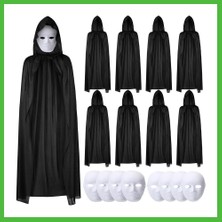 Bezos 120 cm Siyah Kapüşonlu Pelerin ve Boyanabilir Karton Maske 8?li Set Arz