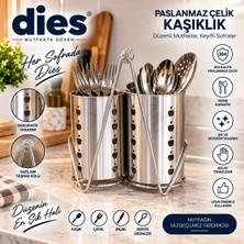 Dies Paslanmaz Çelik Ikili Kaşıklık ve Çatal Bıçaklık Standı – Tezgah Üstü Mutfak Düzenleyici