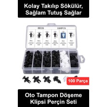 Wonara #otoklips Araç Tampon Perçini Kapı Döşeme Trim Klipsi Seti 100 Parça Plastik Bağlantı Elemanı Çamurluk Bagaj Tavan Kaplama Motor Kaputu Tutucu Pimi Otomotiv Tamir Bakım Bölmeli Kutulu 6 Farklı Ölçü