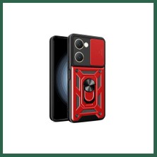 Vintessy Vıntessy Vivo Y18 Kılıf Pars Lens Yüzüklü Silikon - Kırmızı BZS01