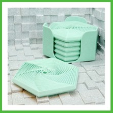 Bezos 3D Baskı Super Fidget Coaster Seti - Altıgen Desenli Bardak Altlığı ve Tutucu-Mint Arz