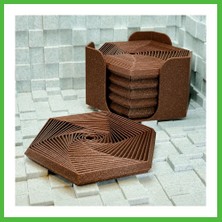 Bezos 3D Baskı Super Fidget Coaster Seti - Altıgen Desenli Bardak Altlığı ve Tutucu-Kahverengi Arz