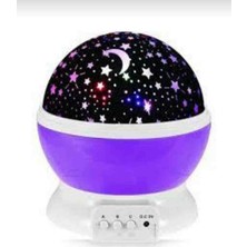 Nisibis Home Usbli ve Pilli Mor STARMASTER-360 Dönebilen Gece Lambası-Yıldız ve Ay Yansıtmalı Projeksiyon
