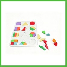 Bezos 3D Baskı Geometrik Şekiller ve Kesirler Eğitim Seti - Renkli Şekil Eşleştirme Puzzle, Montessori Öğretim Materyali Arz