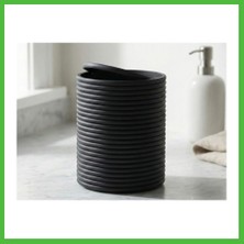 Bezos 3D Baskı Mini Yivli Çöp Kutusu Sallanır Kapaklı Masaüstü Banyo Makyaj Masası Kovası 12X9 cm Antrasit Arz