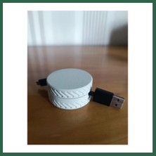 Vintessy Vıntessy 3D Baskı Yuvarlak Kablo Düzenleyici Şarj ve USB Kablo Sarıcı Lastik Desenli Kablo Toplayıcı Gri BZS01