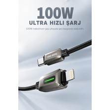 Ven-Dens VD-DC14CL 27 W Pd Type-C To Lightning Hızlı Şarj ve Veri Kablosu, 1 Metre, Naylon Örgü ve Çinko Alaşım Başlık, Siyah