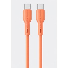 Ven-Dens VD-DC23CC 60 W Pd Type-C To Type-C Hızlı Şarj ve Veri Kablosu, 1 Metre, Esnek Tpe Kaplama, Turuncu