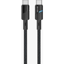 Ven-Dens VD-DCY05 60 W Pd Type-C To Type-C Hızlı Şarj ve Veri Kablosu, 1 Metre, Naylon Örgü ve Alüminyum Başlık, Siyah