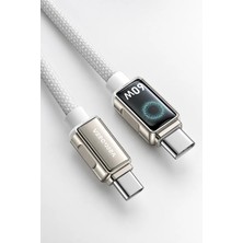 Ven-Dens VD-DC11CC 60 W Pd Type-C To Type-C Hızlı Şarj ve Veri Kablosu, 1 Metre, Örgü Kaplama ve Çinko Alaşım Başlık, Beyaz
