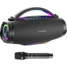 Ven-Dens VD-SPK026M 160 W Bluetooth 5.3 Taşınabilir Hoparlör, 12000 Mah Batarya, LED Işık, Mikrofonlu, 20 Saate Kadar Kullanım, Siyah